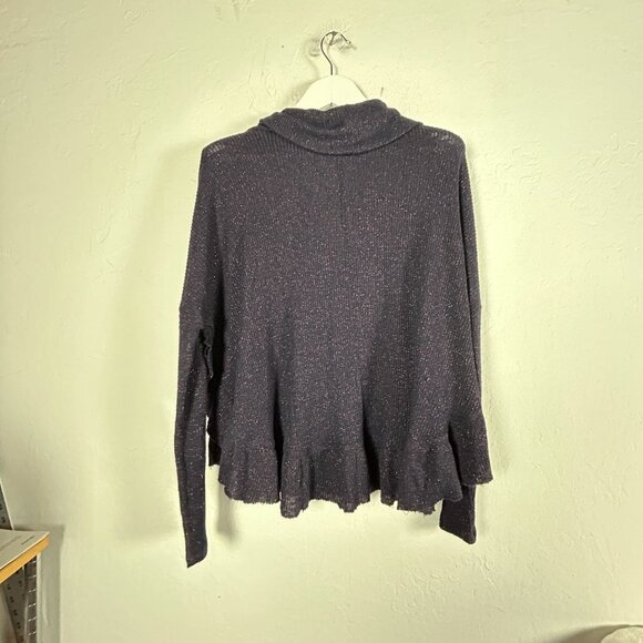 Anthropologie Postmark 9-H15 Stcl Orley Metallic Cowl Neck Ruffle Sweater XS/S - Picture 2 of 9